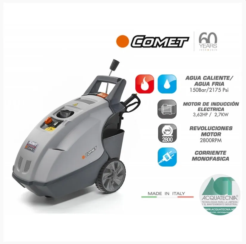 Πλυστικό μηχάνημα ζεστού νερού 230V 2.7KW 150bar Comet SCOUT 150 540lit made in italy